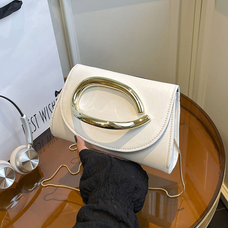 Trendy 2025 Classic Square Box Clutch Evening for Women with Metal Handle Chain Shoulder Crossbody Bag