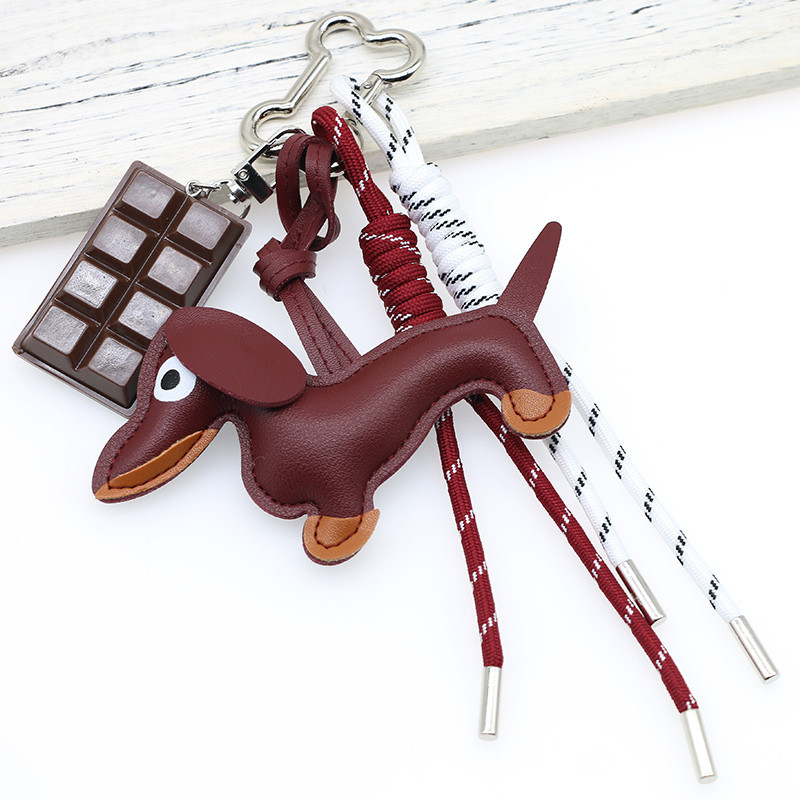 Cute Dachshund Charm Leather Puppy Bag Pendant Couple Keychain & Car Hanger 2026 New