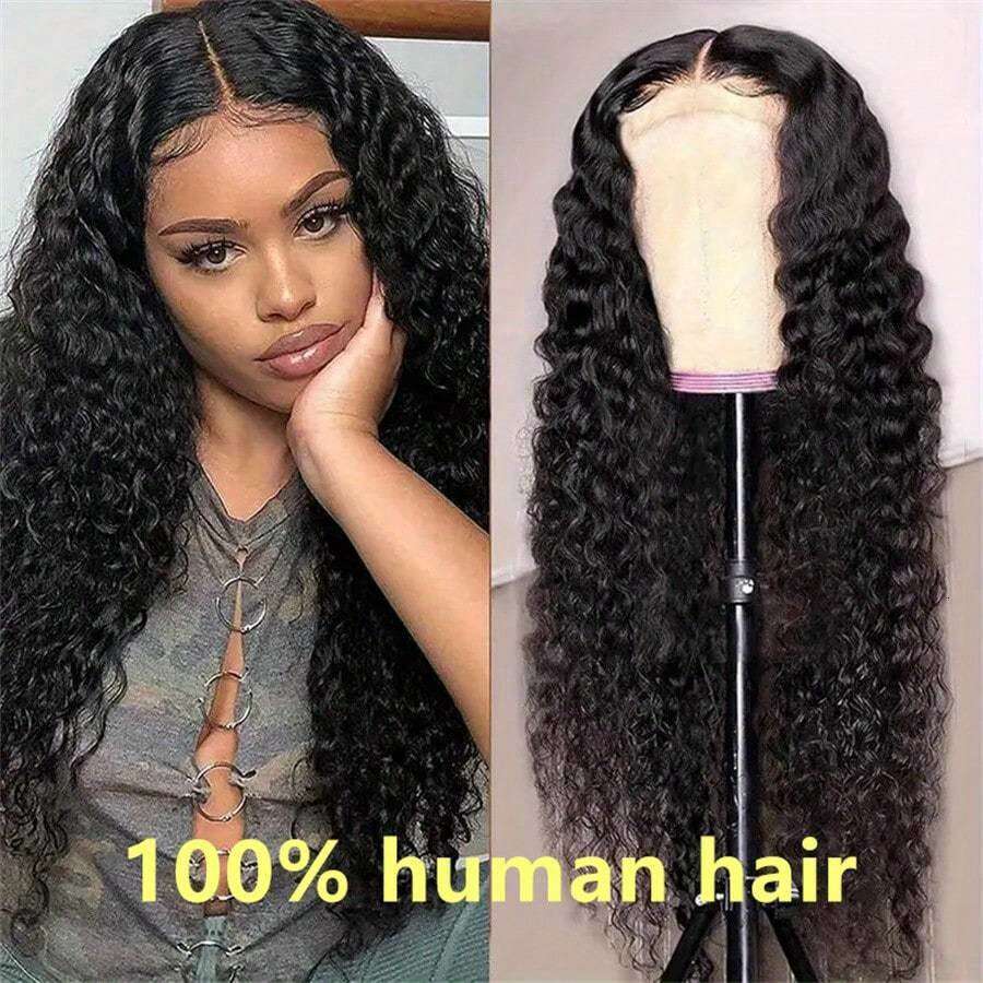 250% Density Deep Wave Lace Front Brazilian Virgin Wig with Baby Pre-Plucked Bleached Knots, Black & Blonde Wavy Hair for Women, Men, Unisex - 100% Hu