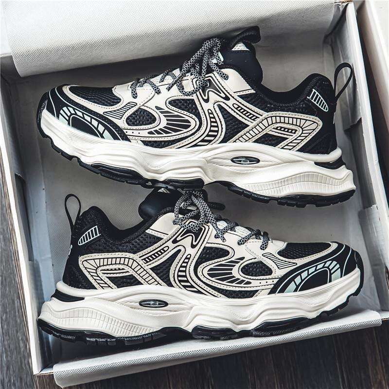 2025 Spring New Breathable Mesh Men's Trendy Versatile Thick-Soled Sneakers Casual Dad Shoes Men