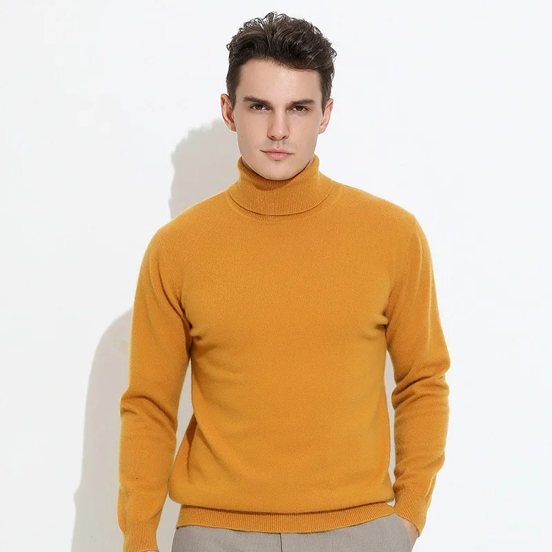 Turtleneck Men Pullover Cashmere Cotton Blend Knitted Sweater 2025 Autumn Winter Daily Basic Warm Turtle Neck Jumper Pull Homme 251020
