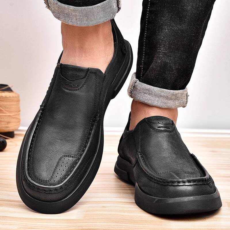 Paul Camel Men's Shoes 2026 New Model First Layer Cowhide Slip-On Business Casual Leather Shoes Men's Genuine Leather Dad Shoes