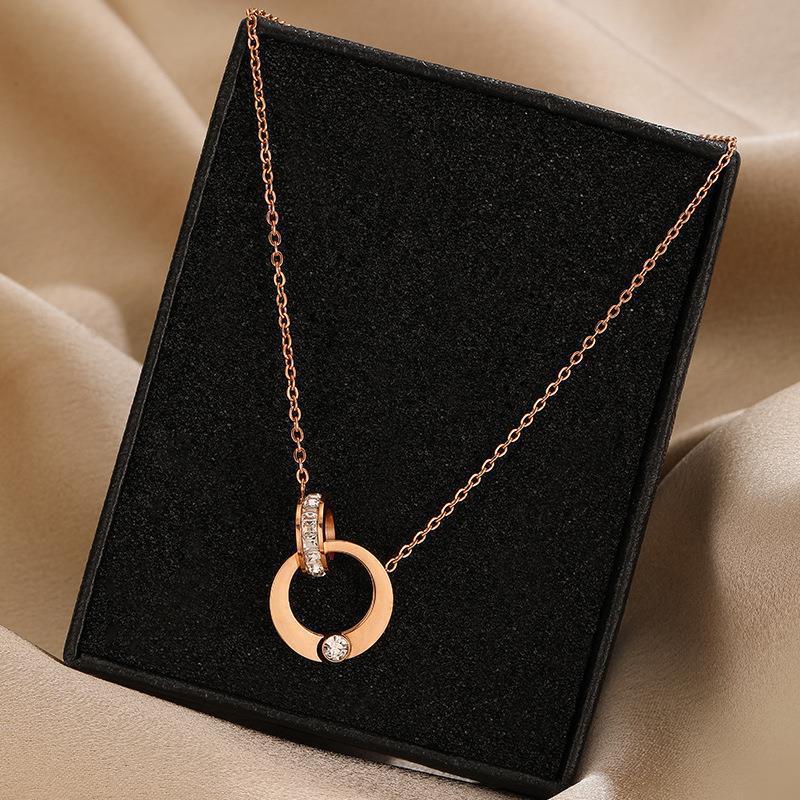 Gold necklace 18K gold plated double ring necklace for women light luxury, high-end, niche white shell pendant necklace designer necklace free shippin