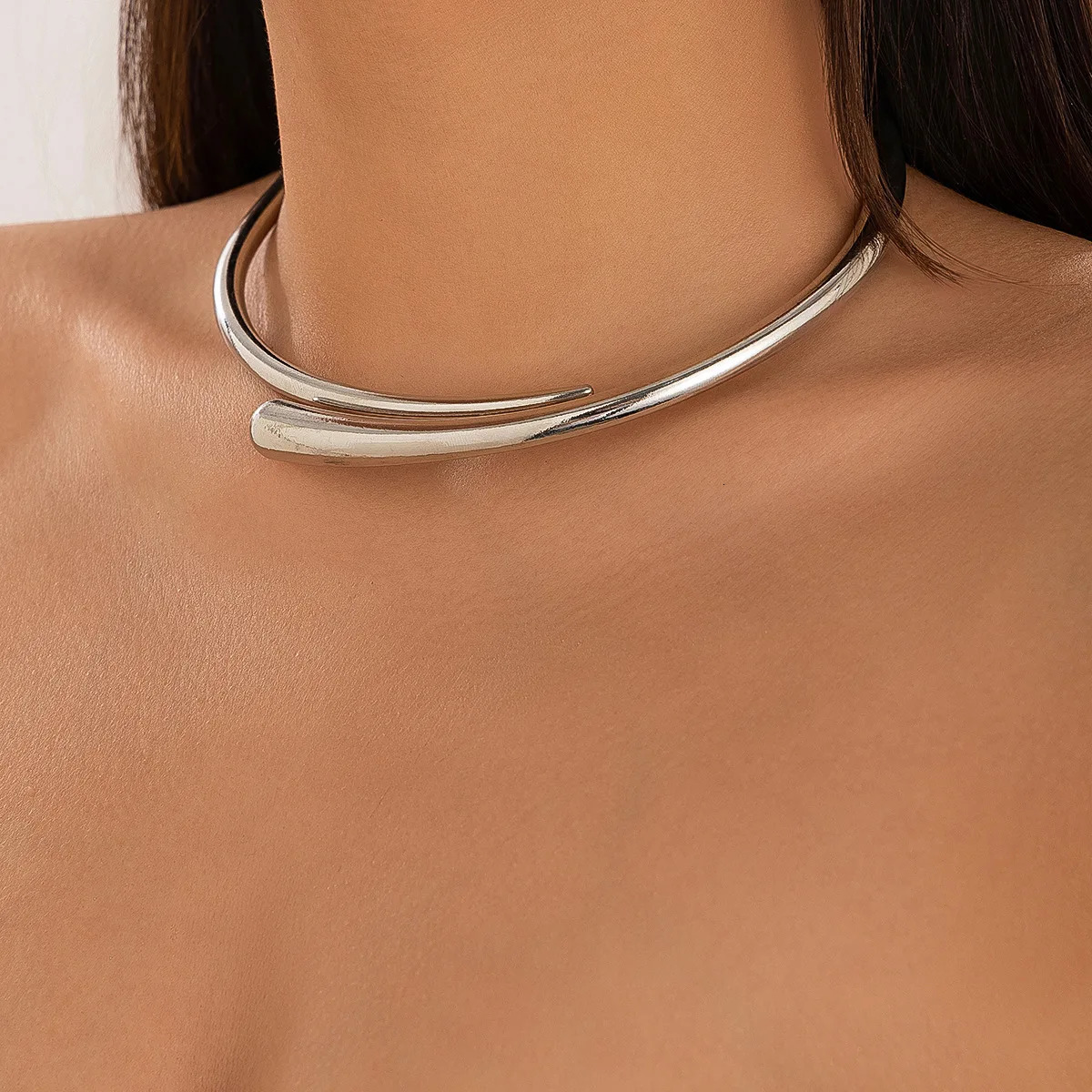 DIEZI Steampunk Irregular Clavicle Torques Necklace For Women Punk Gold Silver Color Statement Chokers Necklace Gift Jewelry 251016