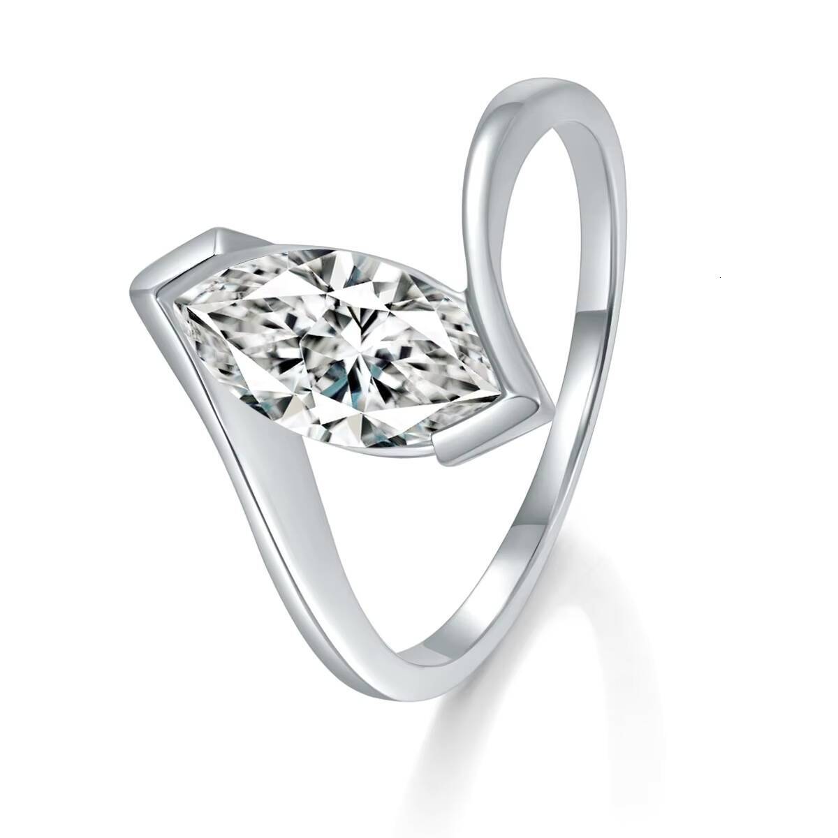 Moissanite Horse Eye 2g 18K Solid Gold Certified Claw Setting Womens Ring European American Style Anniversary