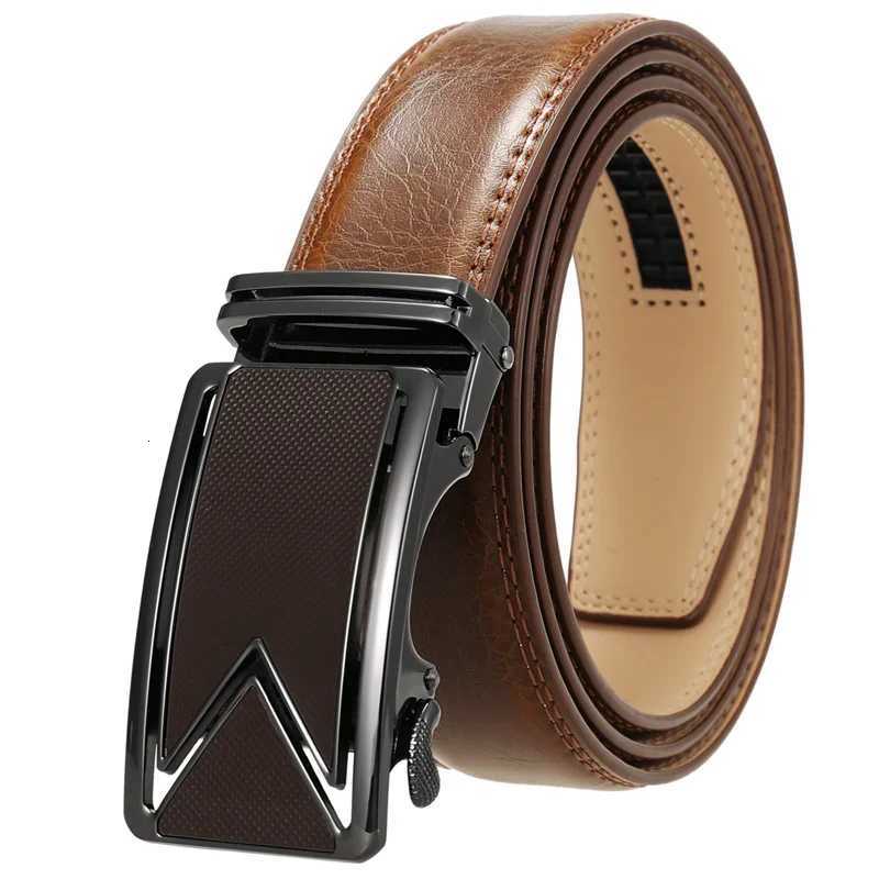 Plyesxale Men Belt 2024 Cowhide Genuine Leather Belts For Men Luxury Automatic Buckle Belts Brown Black Cinturones Hombre B55 W251024