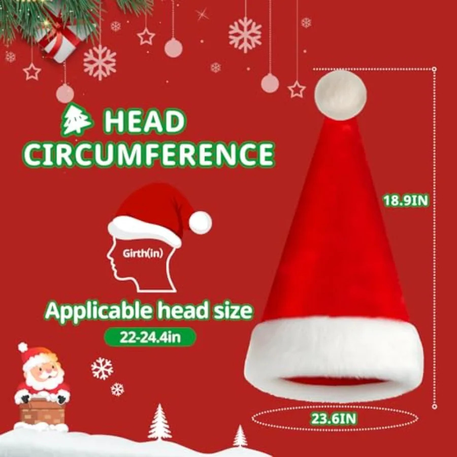 Santa Christmas Hat for Men and Women Adult Unisex Xmas Holiday Comfort Hat Extra Thicken Classic Ideal for Year Fes 251023