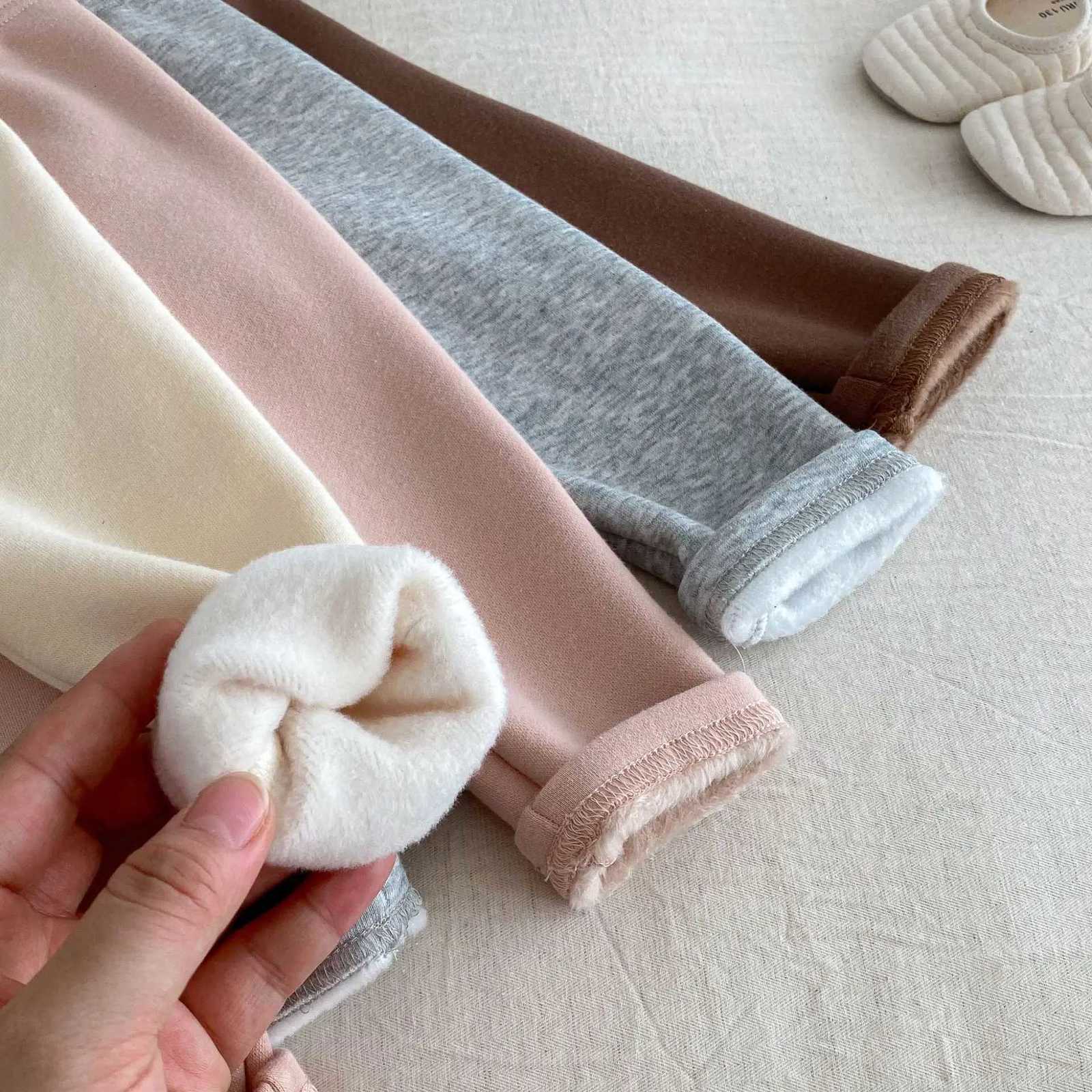 05Y Baby Girl 3D Ear Decor Thickened Pants 2025 Winter Kids Clothes Girls Fleece Lined Leggings Cute Warm New Bottoms PantsT251024