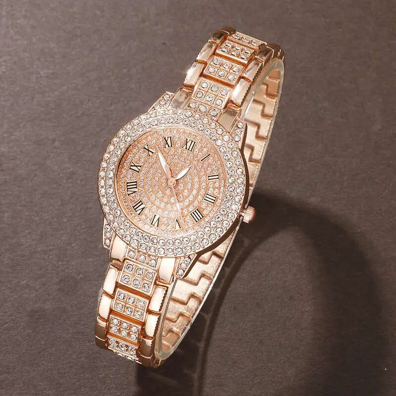 Treasure Bowl Hand Diamond-Encrusted Light Luxury Student Roman Pattern Full Diamond Starry Sky Elegant Jewelry Women's Watches
