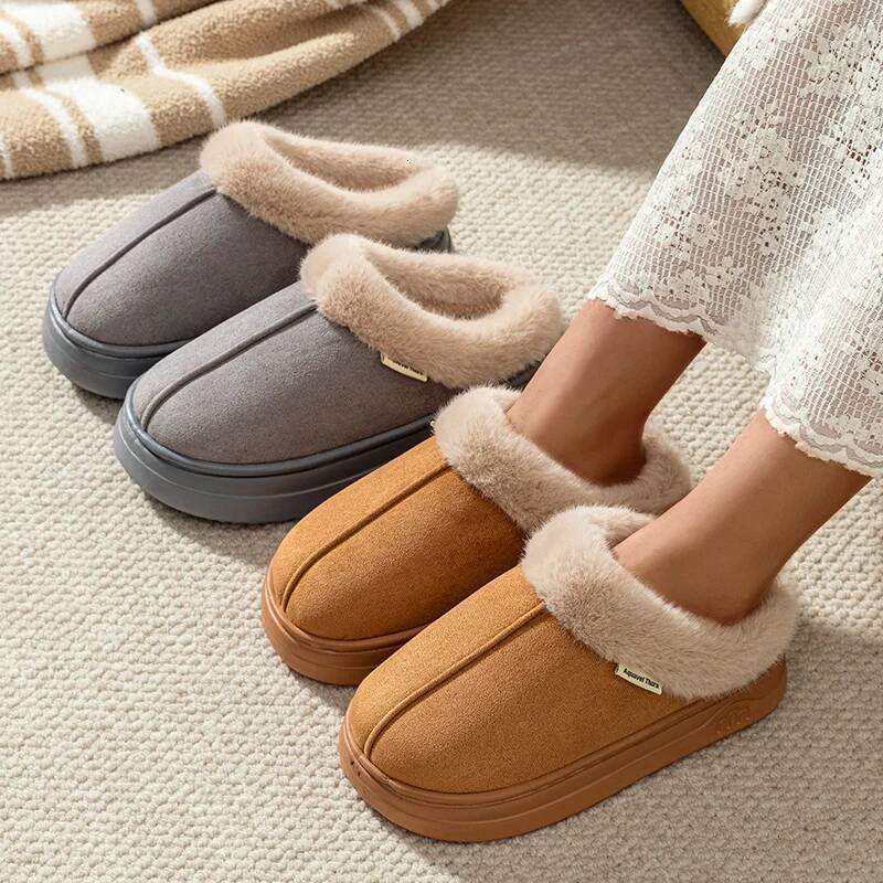Fashion Women's Winter Slippers Indoor and Outdoor Warmth Anti-slip Comfort Thick Sole Casual Couple Home Shoes Snow Boots ddmythur