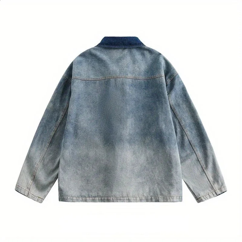 Retro Chinese Style Men Chic Distressed Denim Jacket with Frog Buttons Unisex Vintage Streetwear Coat for Casual Couple Wear 251017