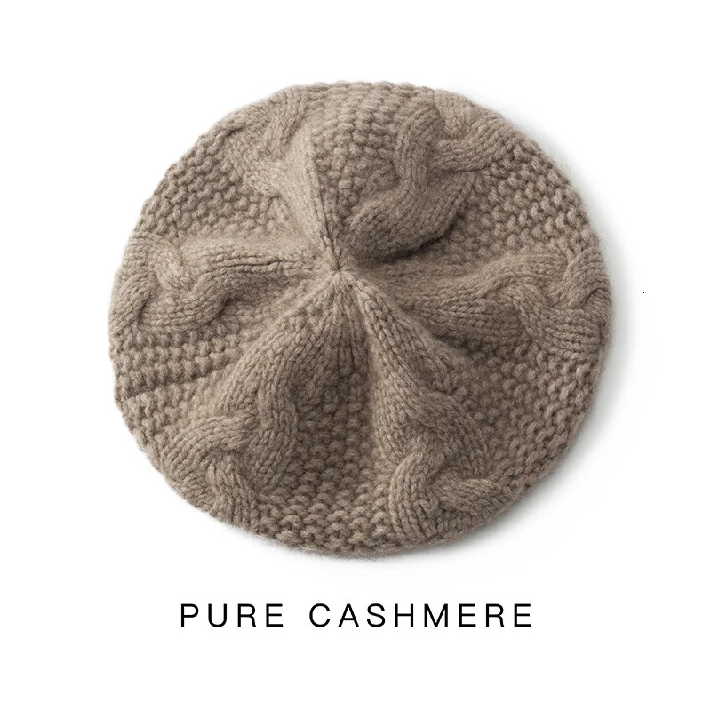 Women 100 Cashmere Berets French Artist Style Warm Winter Beanie Hat Retro Beret Solid Elegant Lady All Matched Autumn Caps 251023