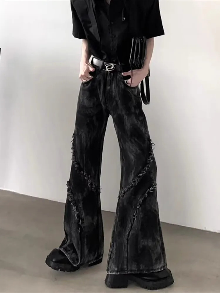 2025 Ropa Y2K Streetwear Washed Black Baggy Stacked Flare Jeans Pants For Men 90S Vintage Clothes Denim Trousers Pantalon Homme 251018
