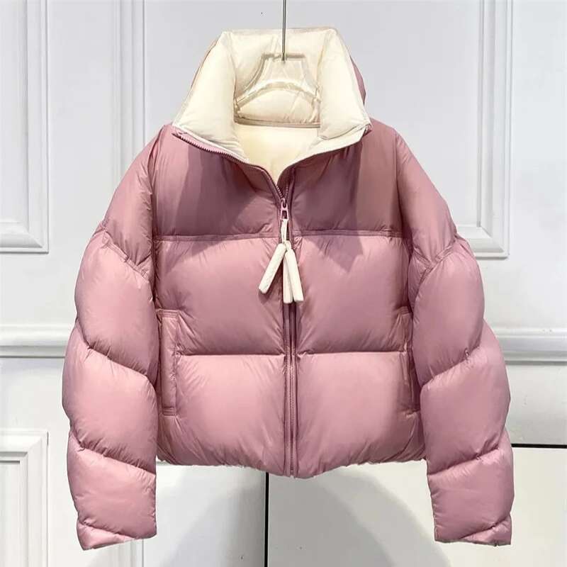 2025 New Autumn Winter Fashion Parkas Jacket Lady Thick Warm Bread Outwear Vertical Collar Down Cotton Coat Women Short Top Womens Coat