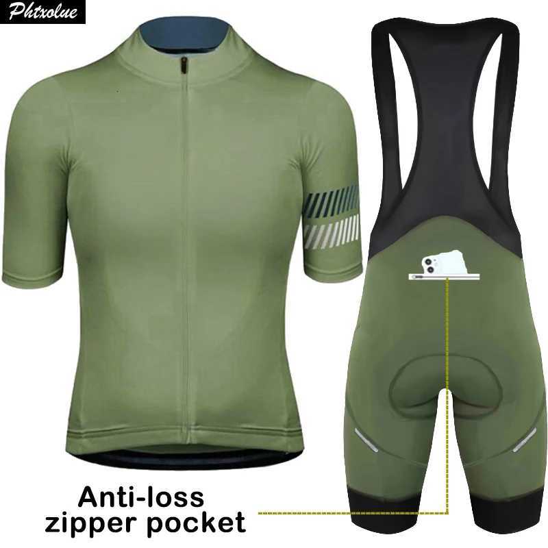 Phtxolue Cycling Jersey Set Men AntiLoss Zipper Women Cycling Set Clothing Pro Bike Clothes AntiUV MTB Bicycle Wear Suit KitT251024