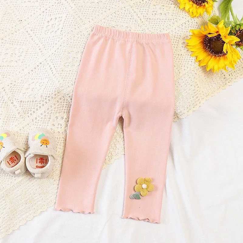 New Spring Autumn Kids Leggings Cute Flower Solid Color Girls Skinny Pants Childrens Outerwear TrousersT251024