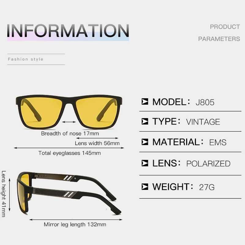 2025 New Men Polarized Sunglasses Fashion Women Square Yellow Lens Sun Glasses Retro Men Outdoor Fishing Eyewear Uv400 GlassT251024