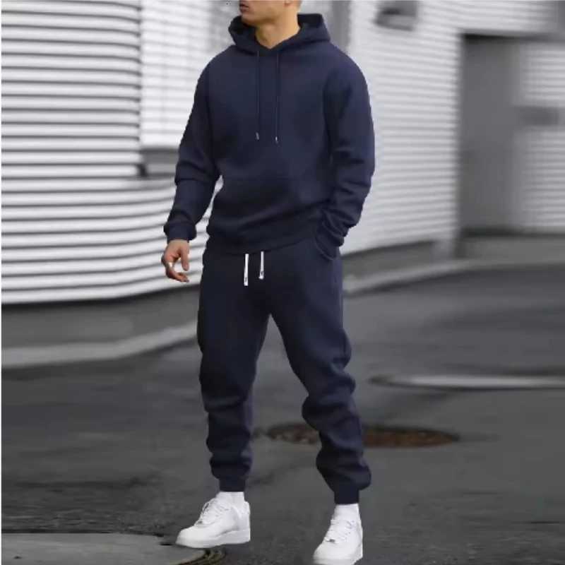 Basic Fleece Hoodies And Sweat Pants Set Men Jogger Set Wholesale Track Suit Sportswear Tracksuits Unisex Ensemble Jogging HommeT251024