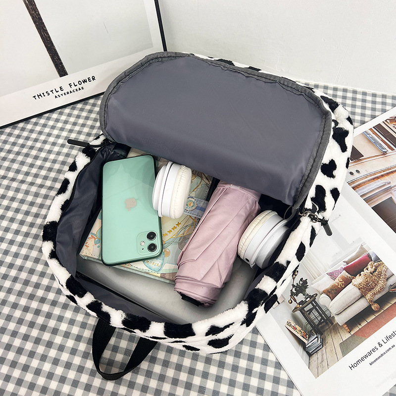 New Designer Plush High Value Backpack Designed by Female College Students, Korean Cute Cow Multi functional Fashion Backpack