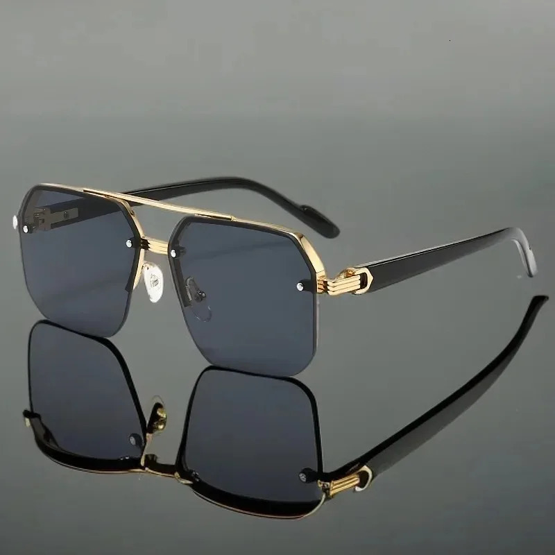Half Frame Sunglasses Men Women Square Flat Lens Retro Punk Shades UV400 Eyeglasses Mens Driving Eyewear 251023