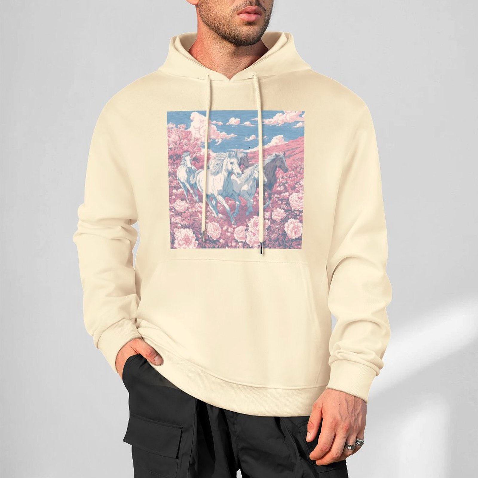 H Designer Fall Winter Hoodie Luxury Horse Print Design Unisex Long Sleeve Streetwear Hip Hop Oversized Fit Hoodie Men's Fashion Apparel H38