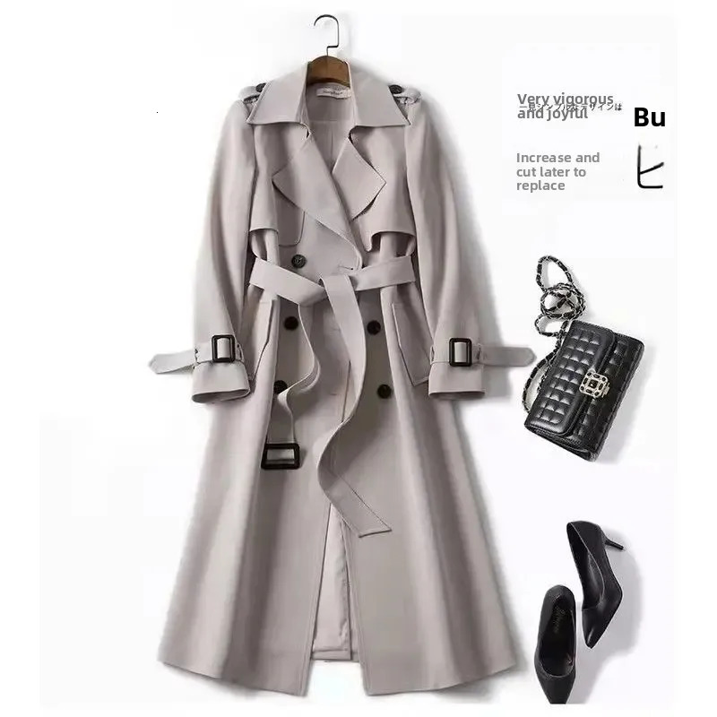 MidLength Womens Coat OverKnee British Style Windbreaker Long Sleeve Zipper Closure Casual Fashion Outerwear 251021