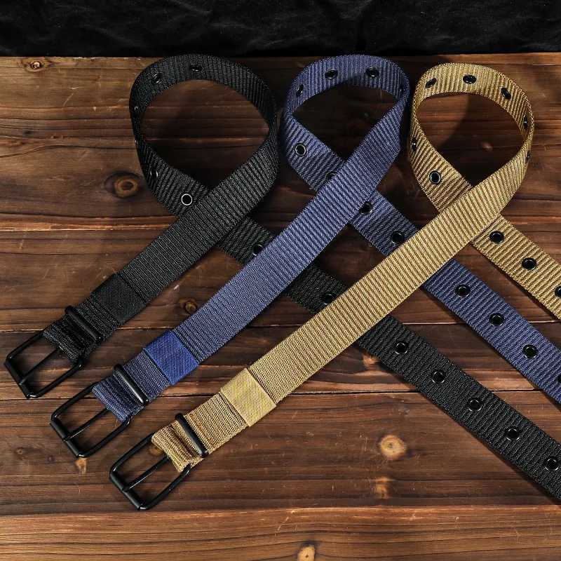 Unisex Canvas MultiHole Belt Needle Buckle Design KoreanStyle Versatile Jeans Belt for Students Youth W251024