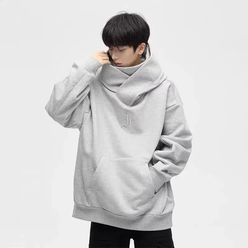 Autumn Ninja Streetwear Turtleneck Hoodies For Men Letter Embroidered Hip Hop Fashion Sweatshirts Y2K Vintage Fleece Hoody 251018