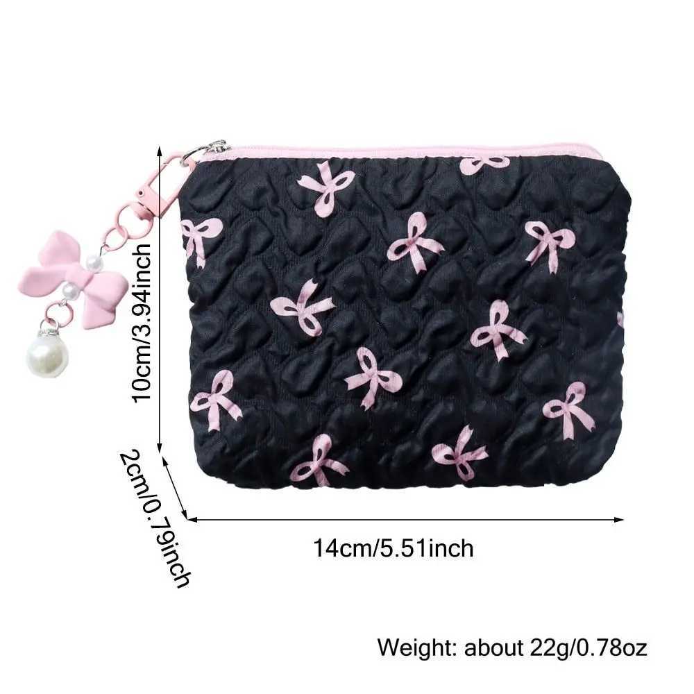Cotton Makeup Bag for Women Quilted Travel Cosmetic Bag Girls Make Up Organizer Portable Little Bow Makeup PouchT251024