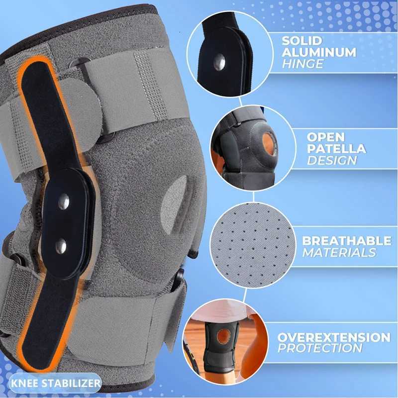Hinged Knee Brace Open Patella Knee Support with Dual Metal Side Stabilizers for Meniscus Tear Arthritis Tendon Pain Relief Y251024
