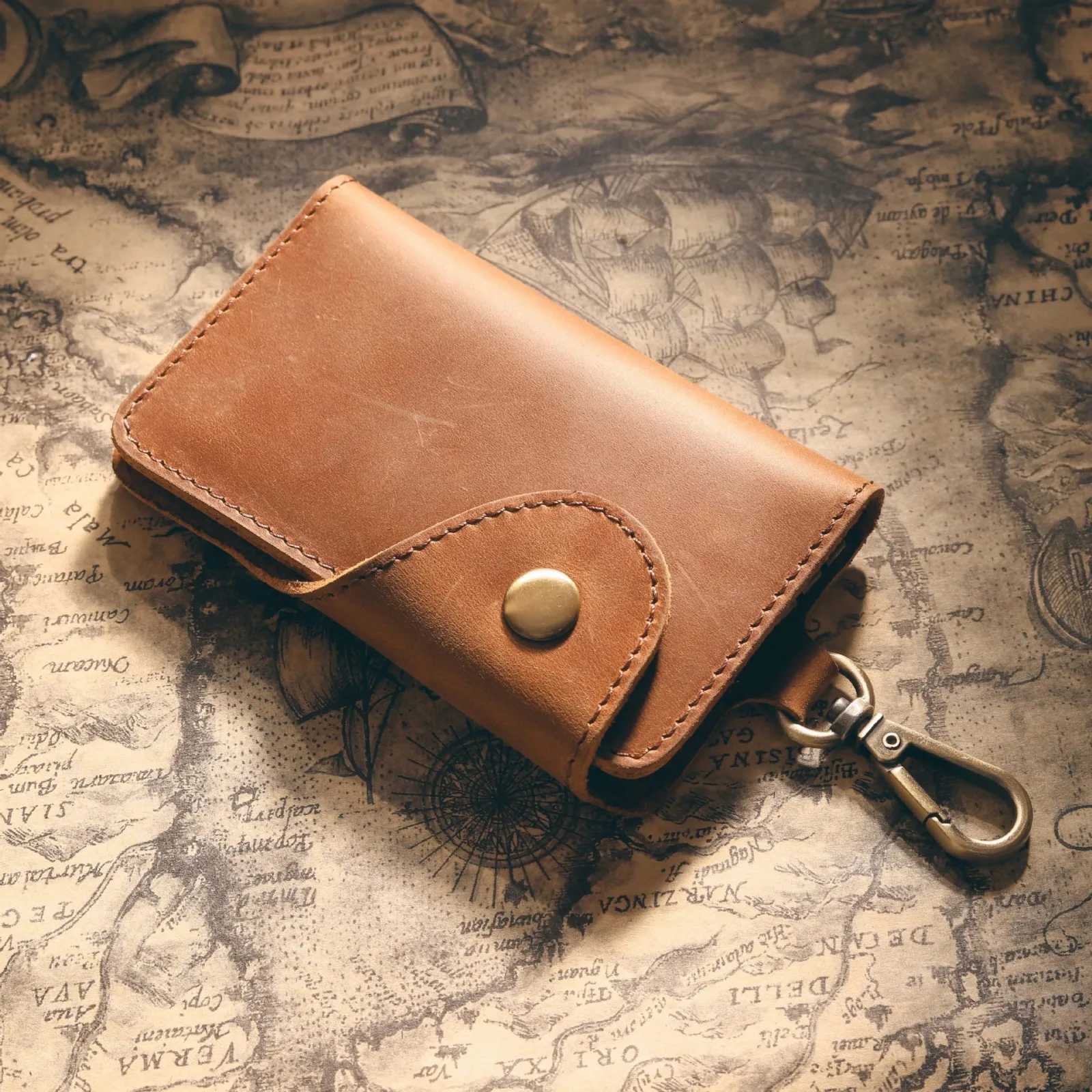 Genuine Leather Key Holder Case Multifunctional Keys Organizer Pouch Card Bag Pocket Wallet Leather Mens Car Key Chain Holder Z251023