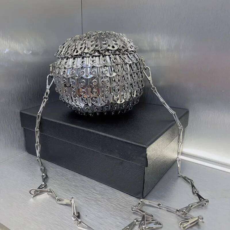 Designer Aesthetic Bags Women's Handmade Woven Sheet Metal Ball Shoulder Women Holiday Party Evening Bag
