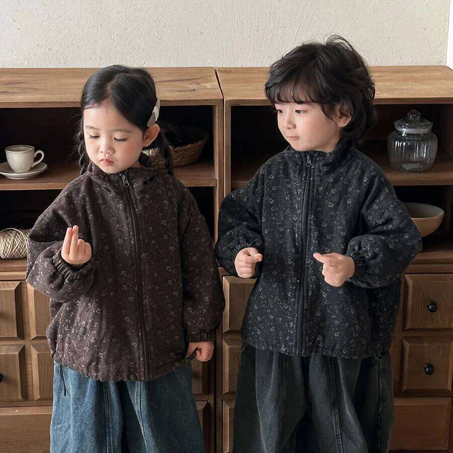 Autumn Children Coat Cotton Floral Printed Infant Babys Zipper Jackets Loose Retro Toddler Little Boys Outerwear Coats