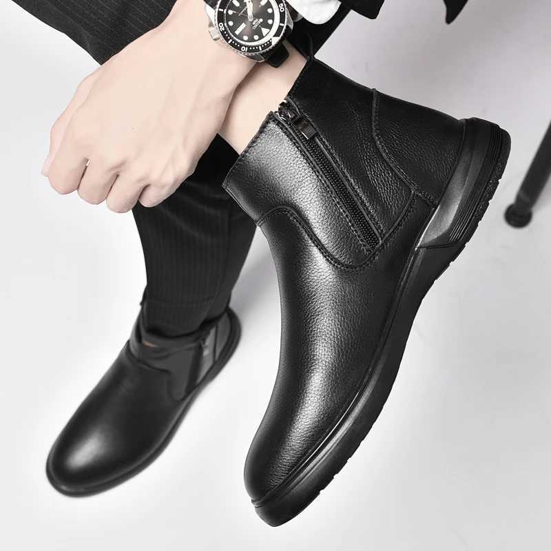 British Style High Top Mens Chelsea Flat Designer Boots Luxury Brand Genuine Leather Oxford Shoes Autumn Winter Walking Shoes W251024