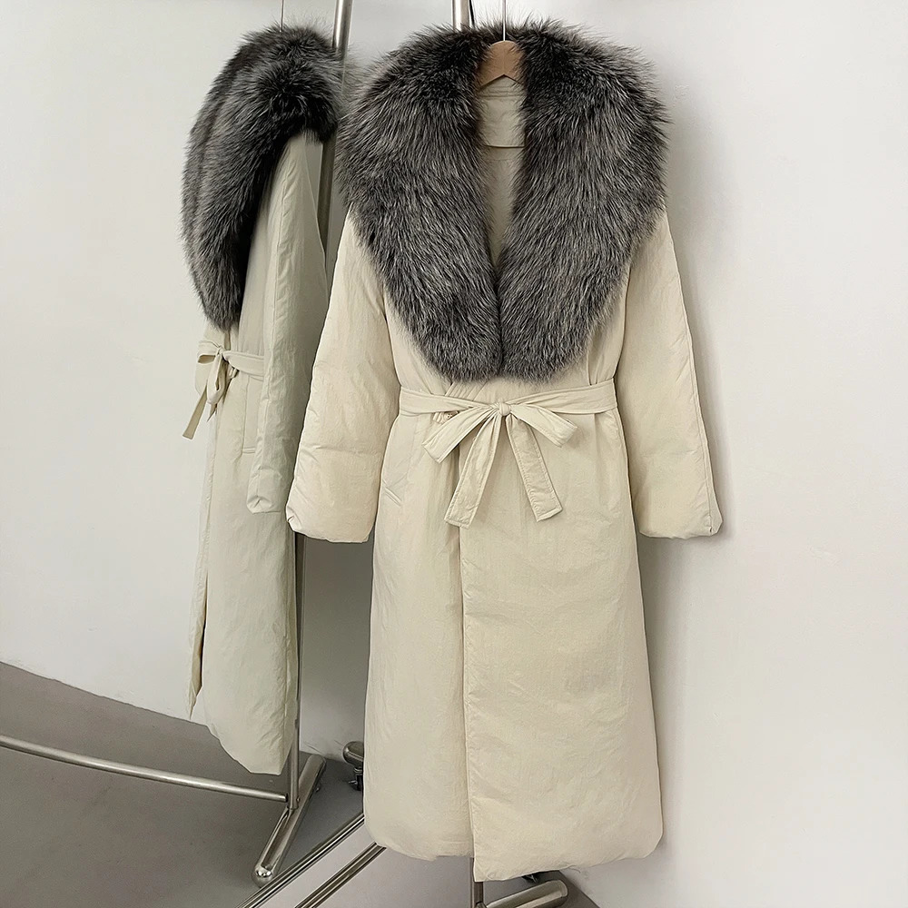 WHOLESALE Winter Long Hooded Puffer Jacket Women Warm Thickened Real Fox Fur Collar White Goose Down Jacket Waterproof Parkas 251024
