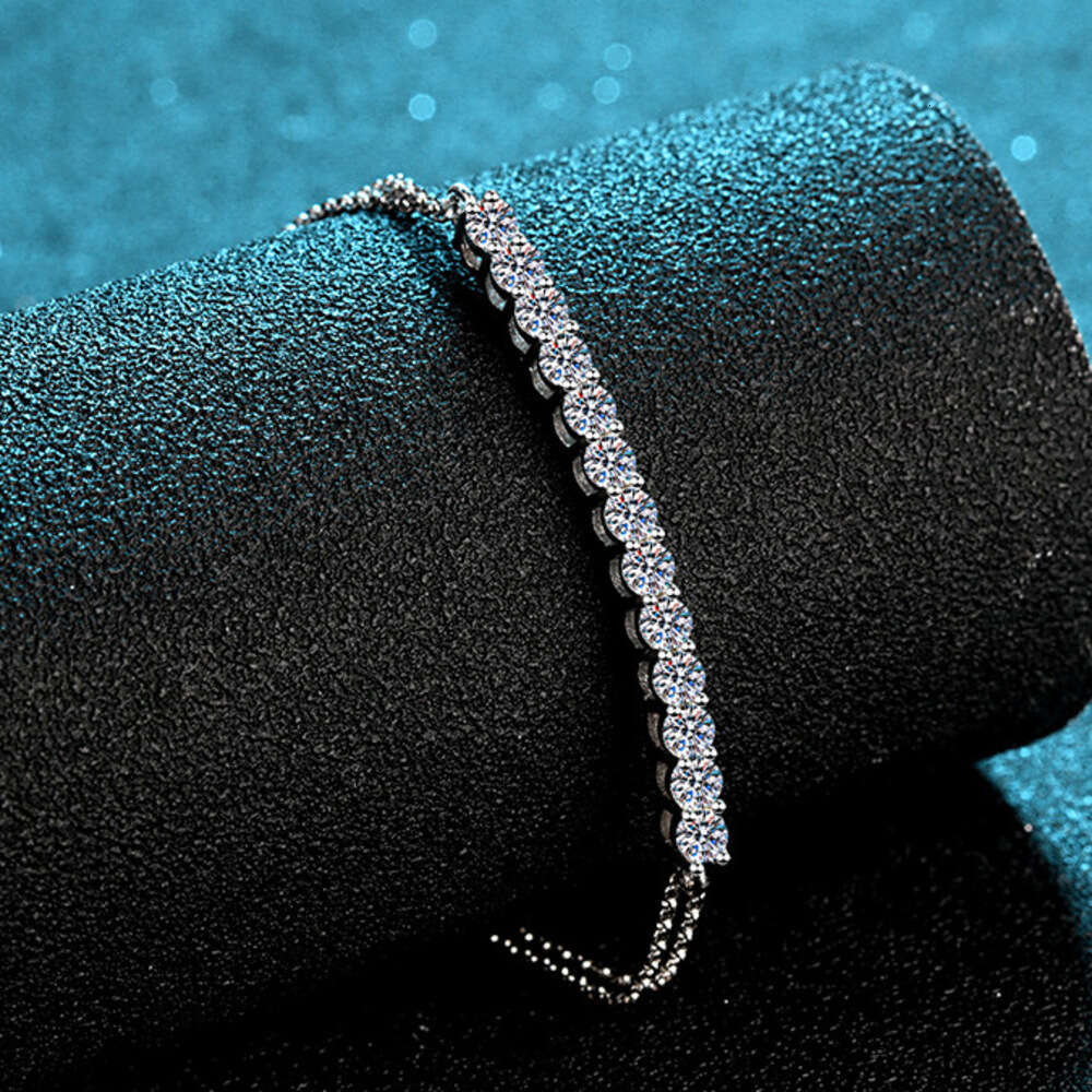 DHCollections-- S Pure Sier 1.3 Moissanite Simulated Dia Row Bracelet Direct Certification