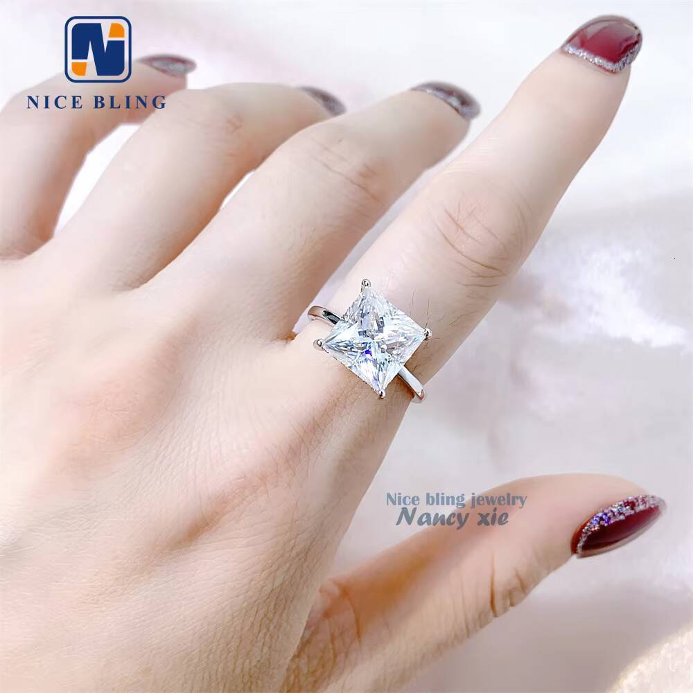 Moissanite Engagement Ring Solid Gold Jewelry Princess Cut Moissanite Ring Engagement Wedding Moissanite Ring