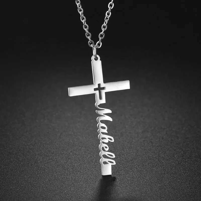 Personalized Name Cross Necklace Custom Stainl Steel Gold Necklace Cross Pendant Simple Design Fashion Jewelry Birtay GiftXJ251024