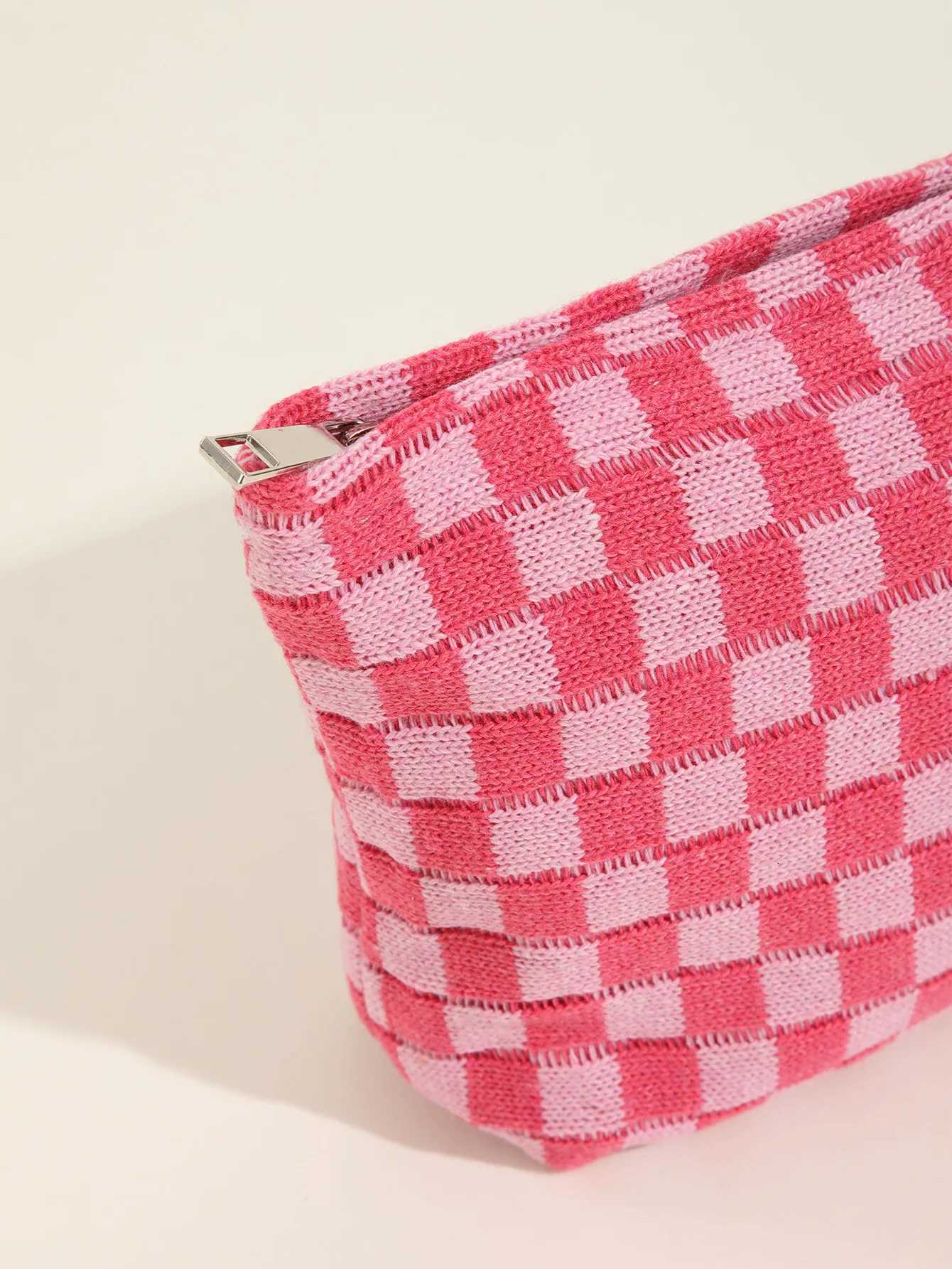Large Checkerboard Makeup Bag Women Girls Portable Travel Essential Pouch Purse Toiletry Bag Organizer Storage Pencil CaseT251024
