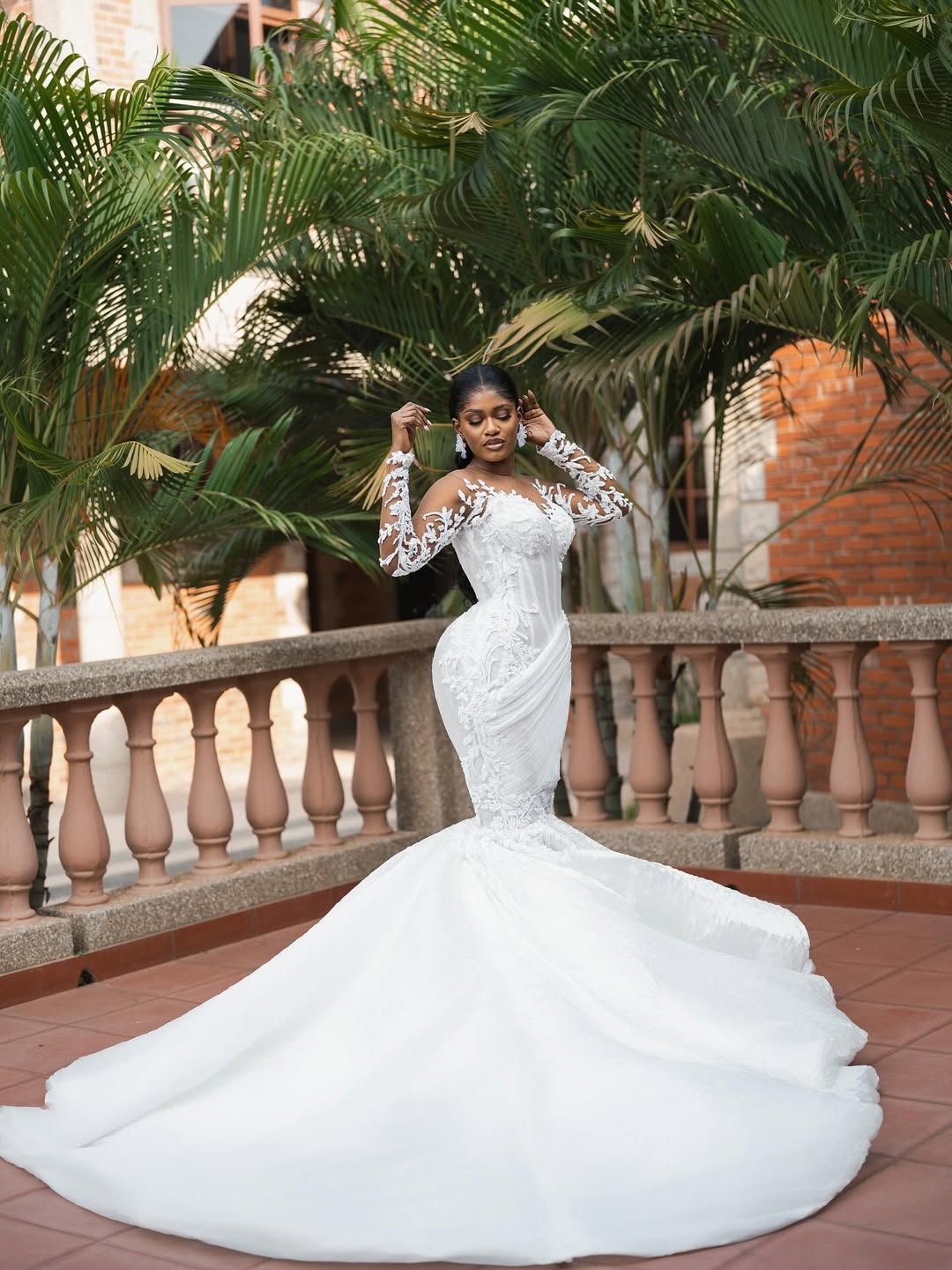 2025 Aso Ebi African Wedding Dress Bridal Gowns For Bride Mermaid Sheer Neck Illusion Appliqued Beaded Lace Wedding Gowns For Black Women D714