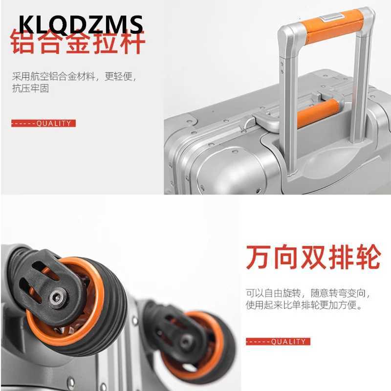 KLQDZMS 2024Inch Cabin Suitcase Full Aluminum Magnesium Alloy Boarding Box Mens Business Trolley Case with Wheels LuggageW251024