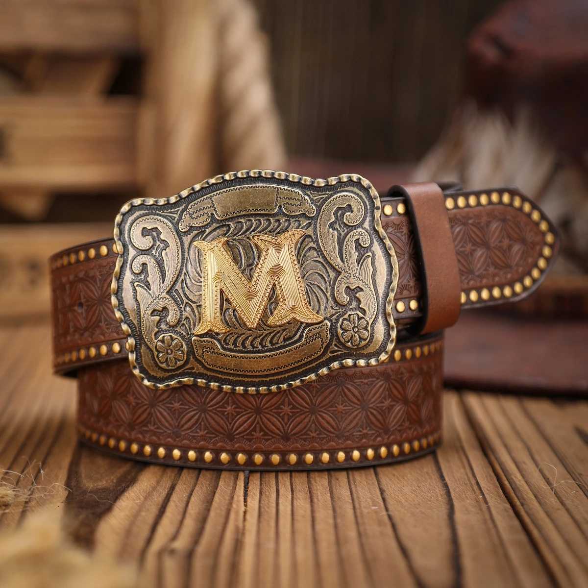 A Westernstyle PU leather belt for both men and women a classic and casual retro belt W251024