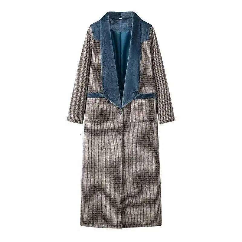 Autumn New Women S Clothing Fashionable Temperament Versatile Casual Long Plaid Woolen Coat