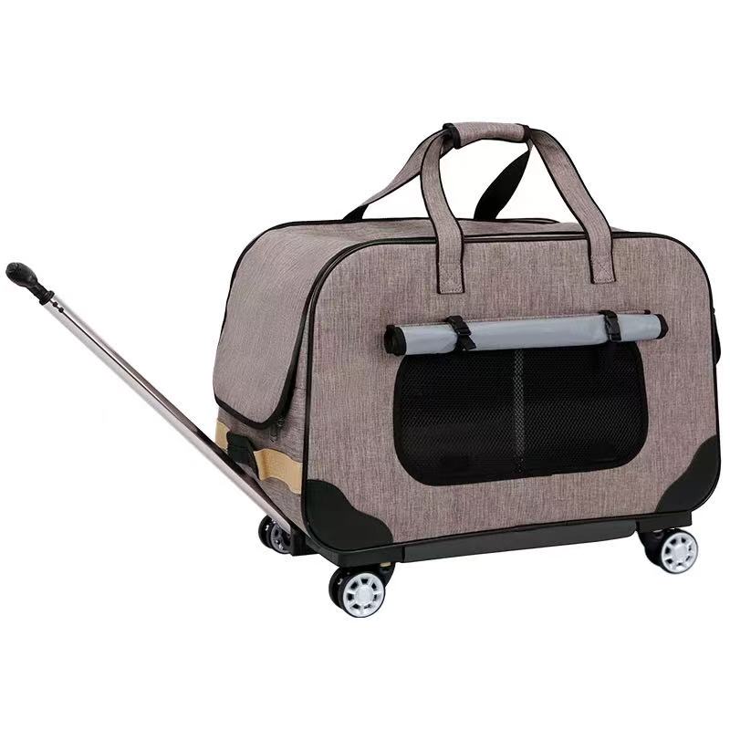 Pet luggage trolley, dog stroller, cat concealed portable pushcart, large cat bag, spacious travel case.