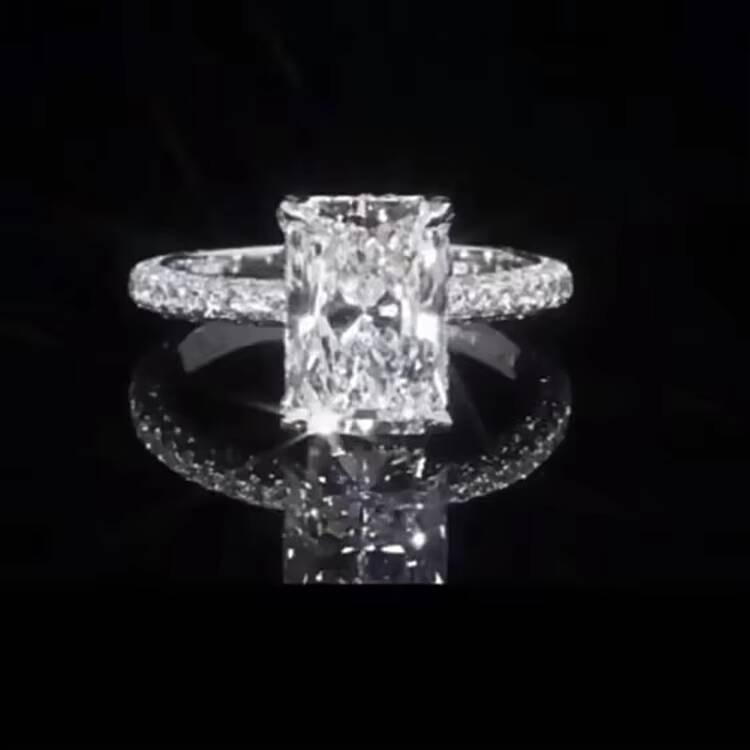 3ct Radiant Cut Moissanite Wedding Ring 18k Gold Plated 925 Sliver Diamond VVS Moissanite Ring