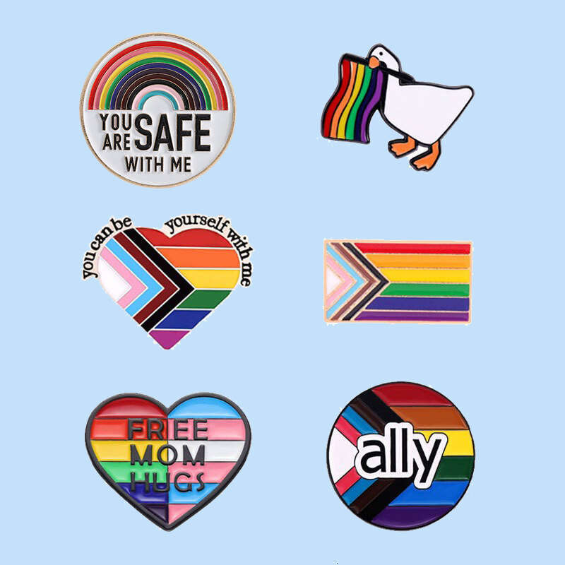 Set of 6 Rainbow Metal Badges Clothing Accessories Lapel Pins Medals