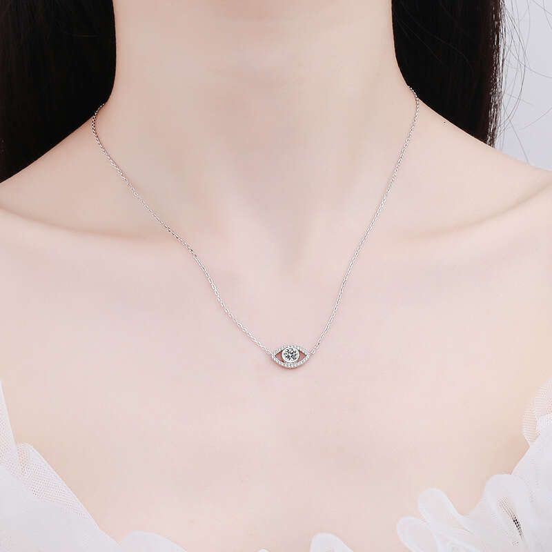DHCollections-- XDY Sier Pendant Fashion Unique Jewelry Angel Eye Moissanite Micro Pave Necklace