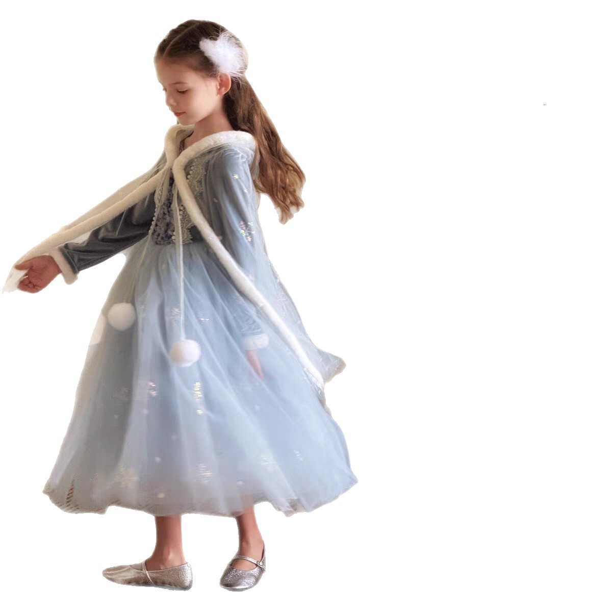 Girl Designer Fashion Princess Dress Cloak Set Autumn/Winter Children's Snow White Birthday Dress Two Piece Set