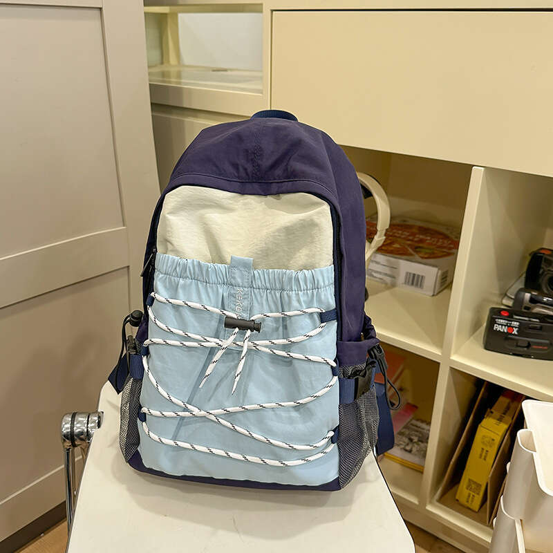 Simple Color Block Fashionable Travel Hiking Small Backpack High Value Middle And High Student School Bag High Quality