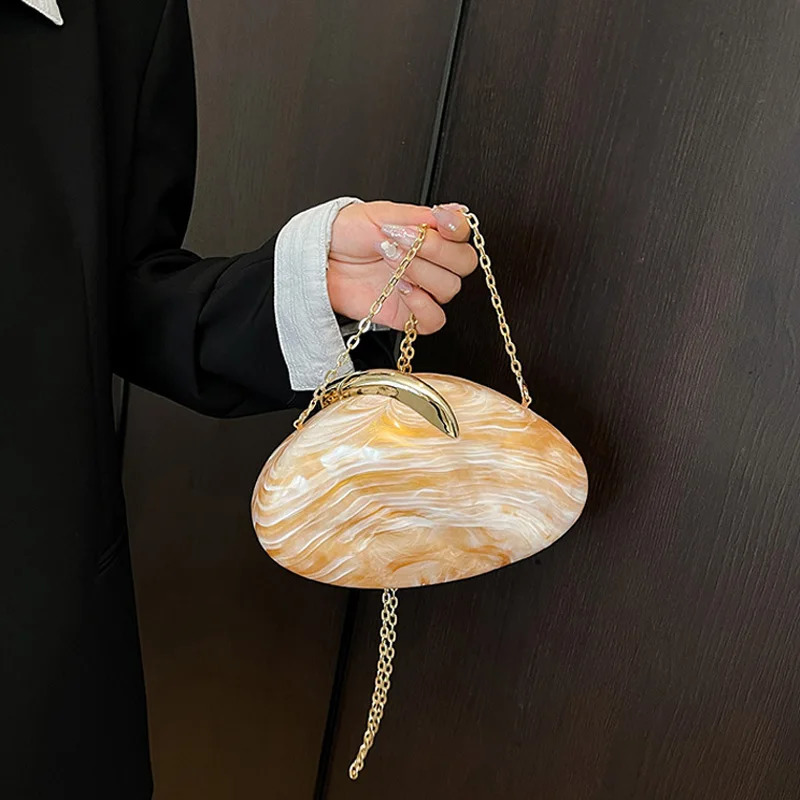 Acrylic Shell Shape Evening Clutch Ladies er Chain Crossbody Shoulder Bag Elegant Handbag Party Wedding Banquet Bag 251023